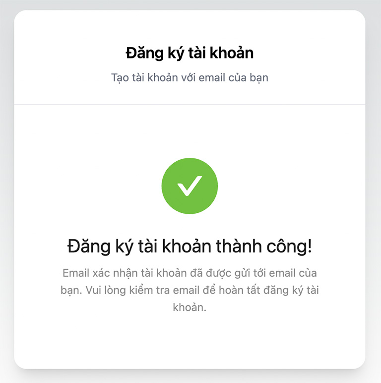 Đăng ký tài khoản thành công ở Quy Nhơn Review