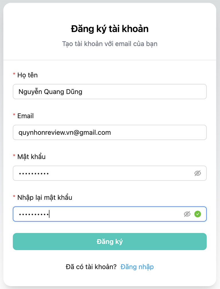Hướng dẫn đăng ký tài khoản ở QuyNhonReview