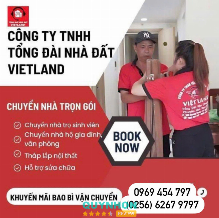 Chuyển nhà VietLand chuyển nhà, chuyển văn phòng trọn gói tại Quy Nhơn