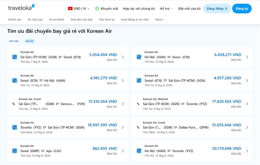 Traveloka Săn vé máy bay đi hàn quốc